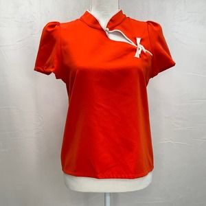 Zara | Orange Short Sleeve Dress Shirt, Size M